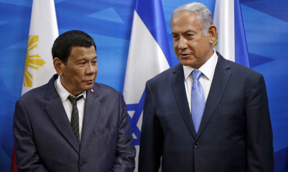 A first: Philippines President Duterte in Jerusalem with Israeli PM Netanyahu 