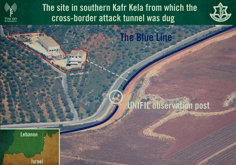 An IDF diagram of the cross-border tunnel found near Metullah in northern Galilee