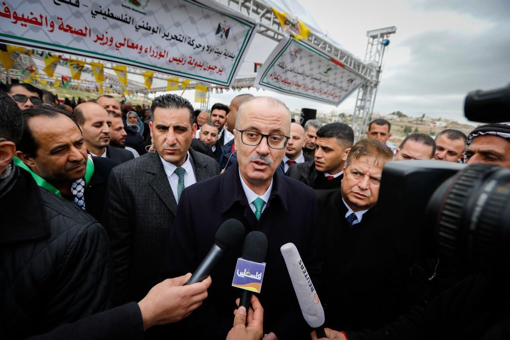 Resigned: Palestinian PM Rami Hamdallah makes his point