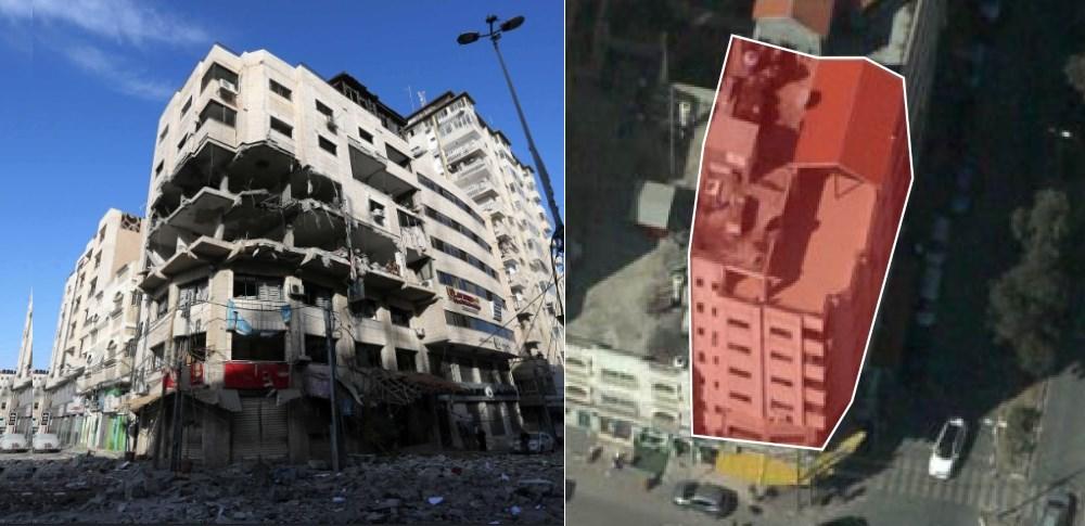 Hamas Cyber HQ after Israel's precision strike on the floors being used (source: ZDnet via IDF)