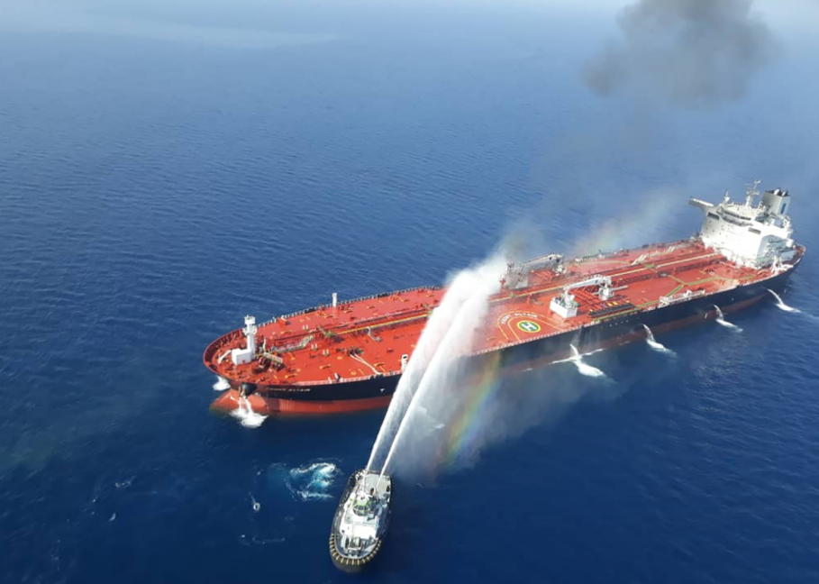 An attacked oil tanker near the Persian Gulf has sparked debate in the media about Iran policy