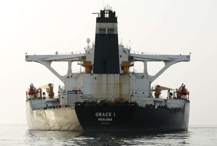 Iranian Oil Tanker Grace 1 Sits Anchored Off The Strait Of Gibraltar