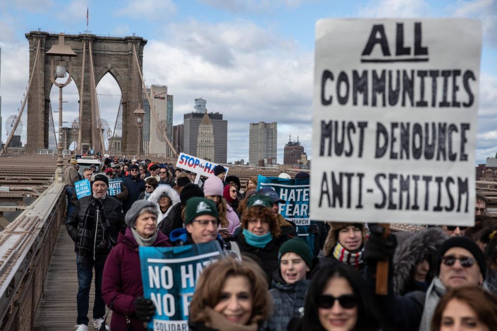 Marching against antisemitism in New York on Jan. 5