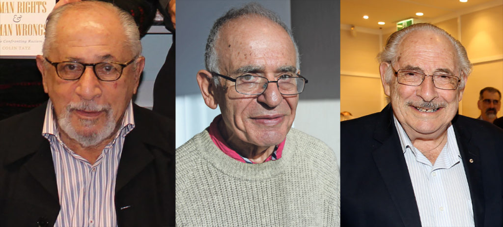 The recently departed (from left) Professor Colin Tatz, Rabbi Brian Fox and Graham de Vahl Davis