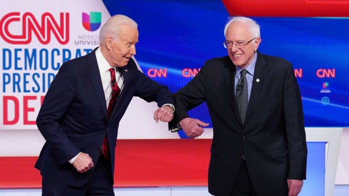 Former Vice-President Joe Biden and Senator Bernie Sanders Presumptive 2020 Democratic Candidate Joe Biden and Senator Bernie Sanders have emerged as the party's moderate and progressive leaders, respectfully (Credit: Mandel Ngan / Getty Images)