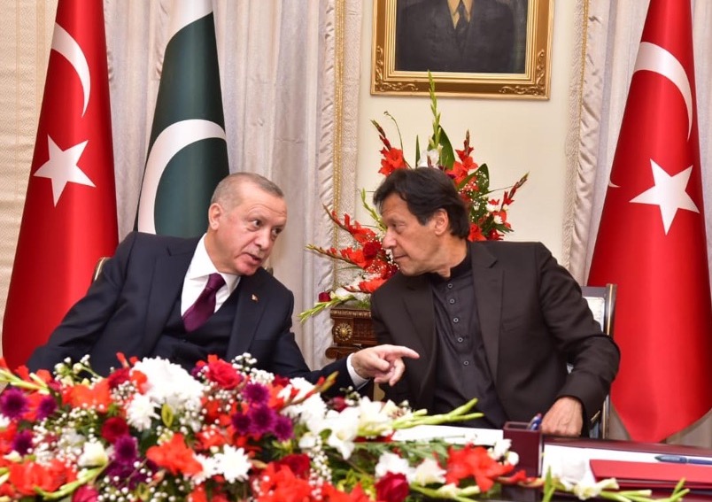 Turkish President Erdogan with Pakistani PM Imran Khan at a meeting in early February