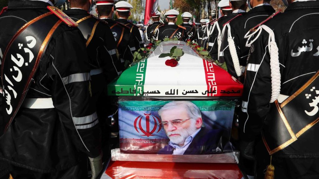 The funeral of Iranian nuclear scientist Mohsen Fakhrizadeh in Teheran (Anadolu Agency via Getty Images)