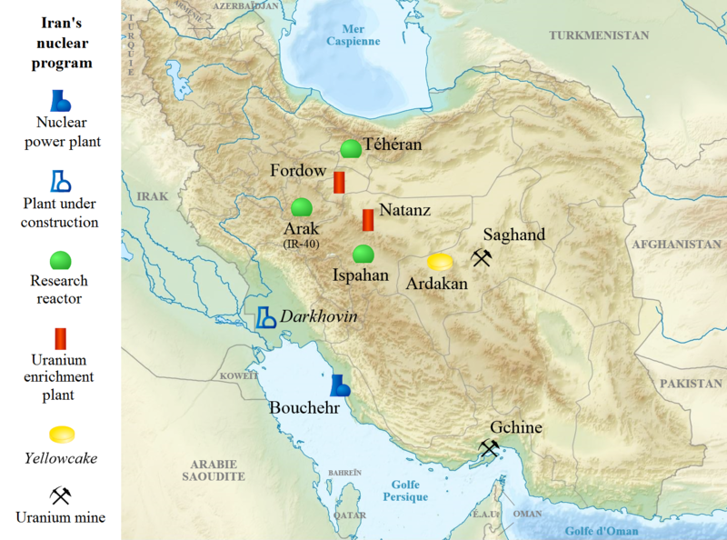 Map of the main sites of Iran's nuclear program (Picture: Wikimedia Commons)