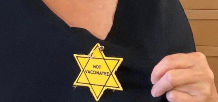 Another dangerous Holocaust-distorting trope increasingly common among anti-vaxxers – the use of yellow Stars of David (Source: Instagram)