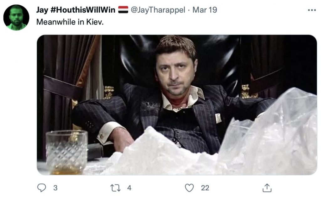 Former Tim Anderson student and fellow pro-Iranian propagandist Jay Tharappel joins in the pro-Moscow pile-on (Screenshot)