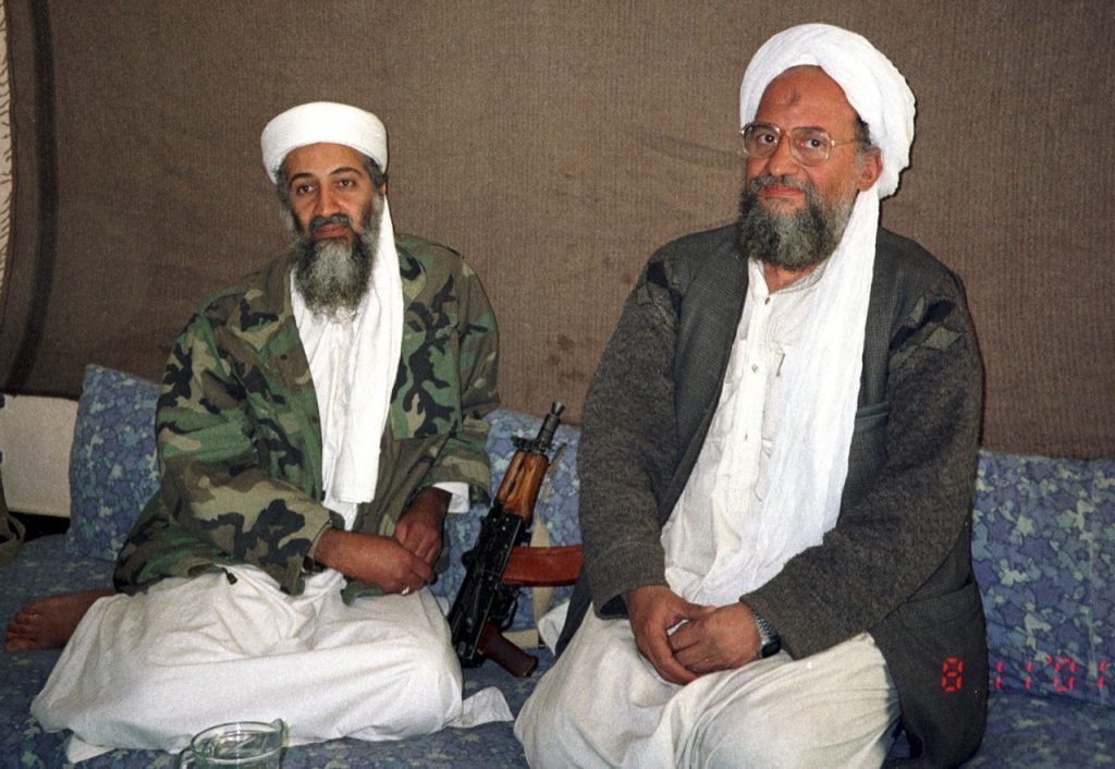 The two terrorist founders of al-Qaeda, Osama bin Laden (L) and his successor Ayman al-Zawahiri, both now brought to justice by the US