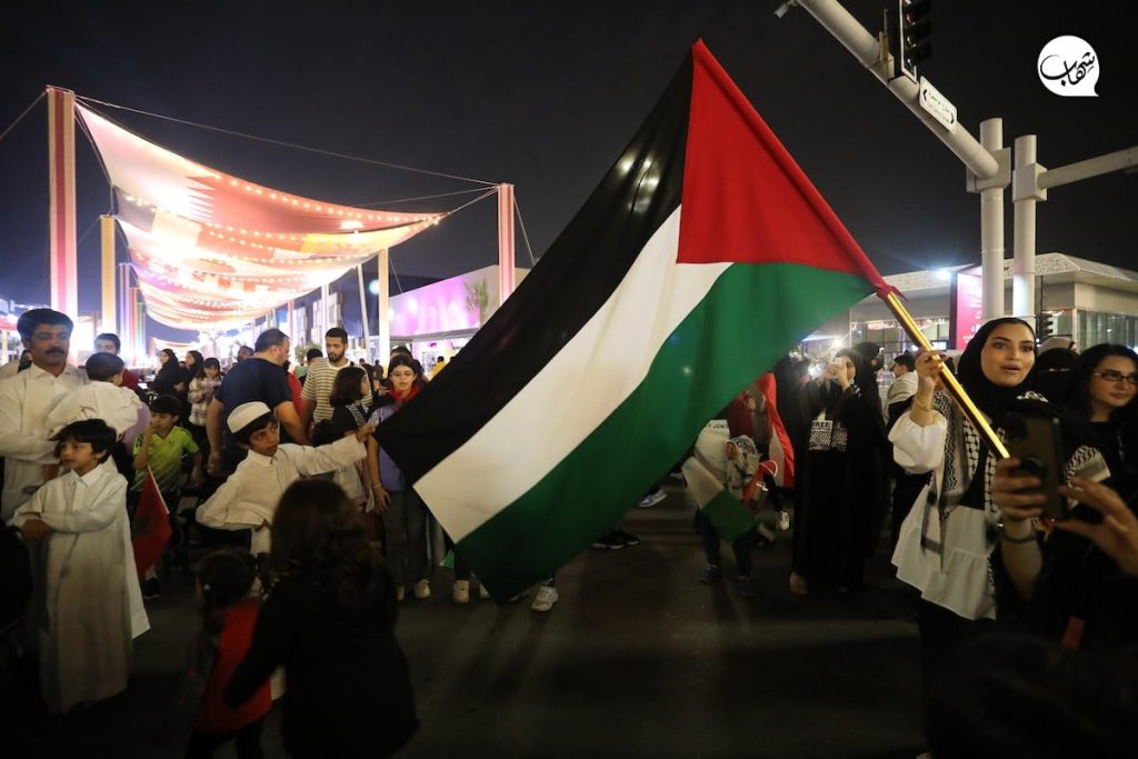 Qatar has cracked down on all political expression at the World Cup, as well as displays of flags not belonging to participating teams – with one exception. Pro-Palestinian demonstrations and Palestinian flags are welcome (Image: Twitter)