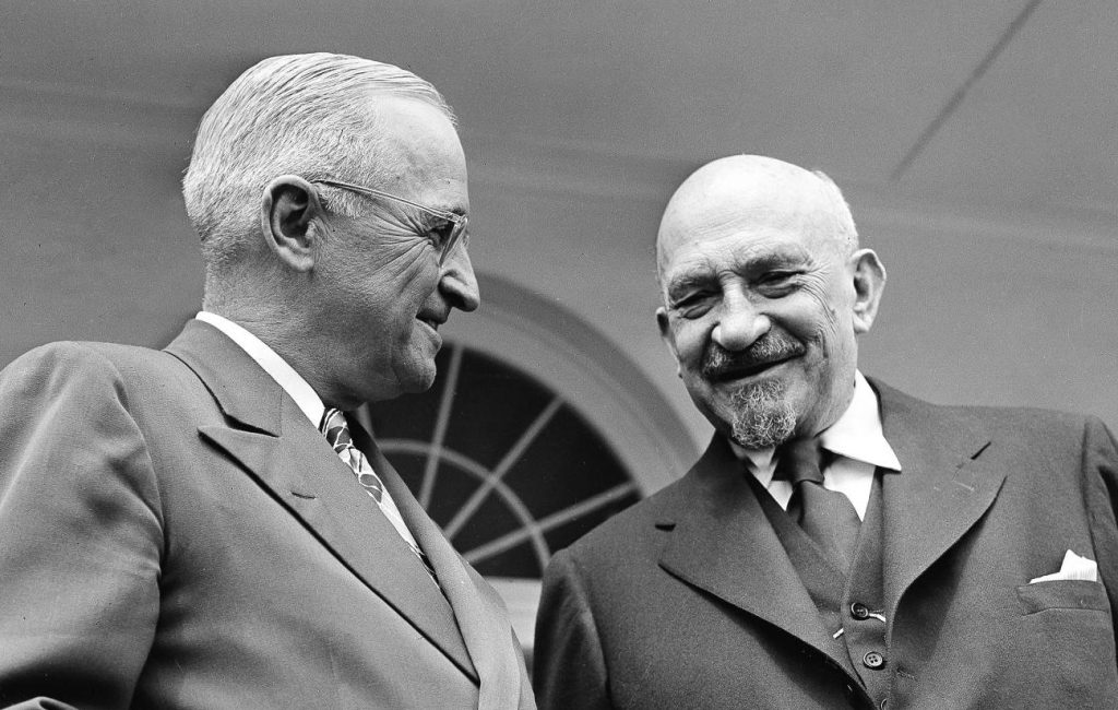 Harry Truman and Chaim Weizmann: Truman’s role was critical to the story of Israel’s birth, but his motivations were complex (Image: Truman Library)