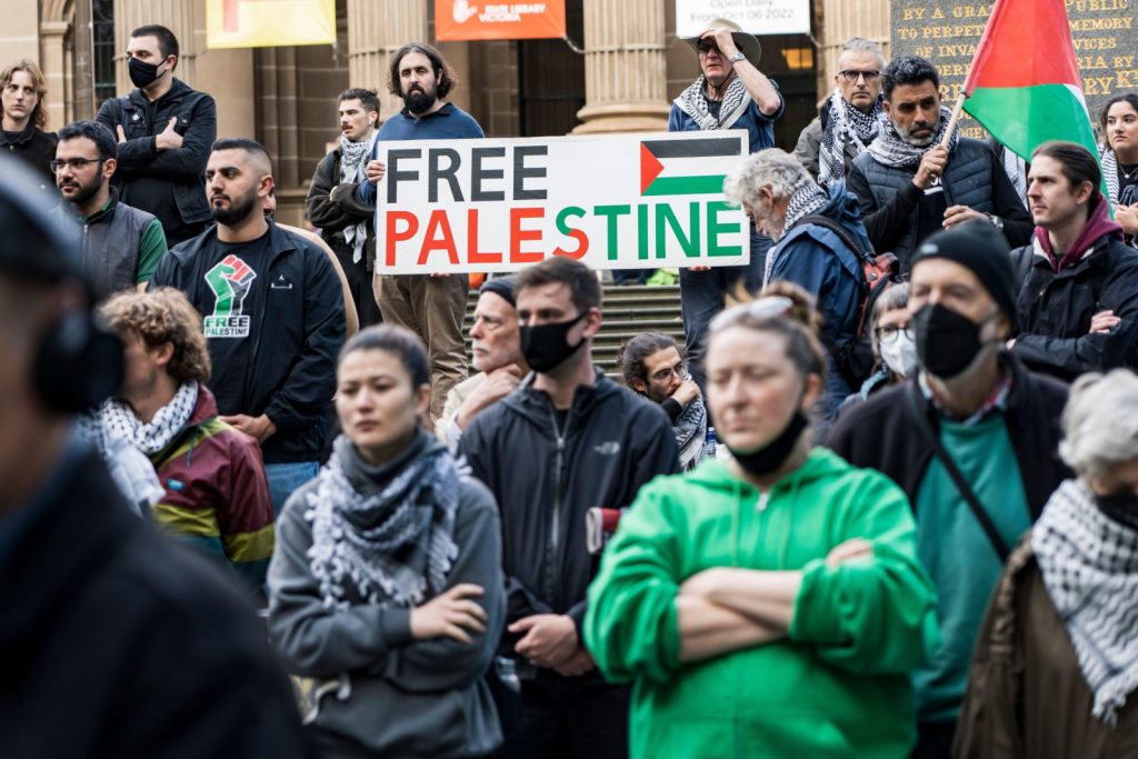 Palestinian solidarity rally in Melbourne, February 2023 (Image: Matt Hrkac/Alamy Live News)