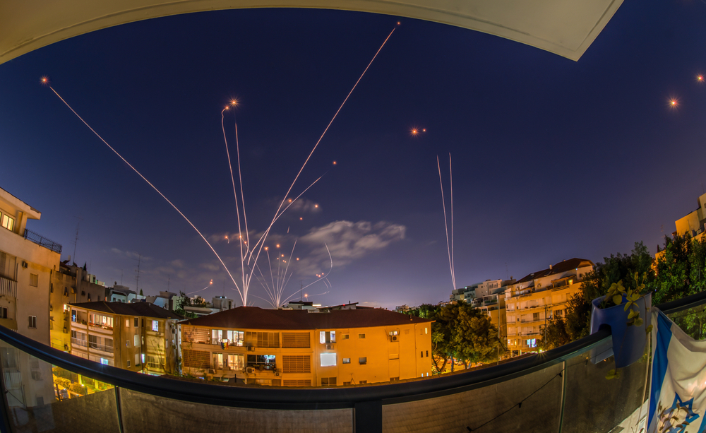Israel's Iron Dome missile defence system intercepts rockets from Gaza (source: Shutterstock/Oren Ravid)