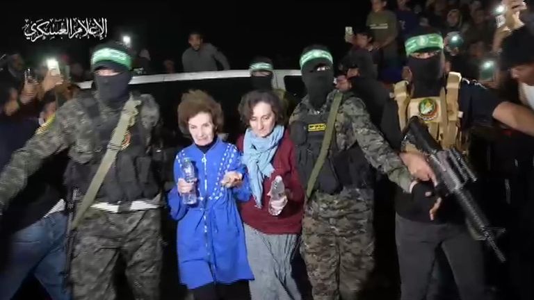 Hamas has been trying to gain PR benefits from images of the release of hostages (Image: Screenshot)
