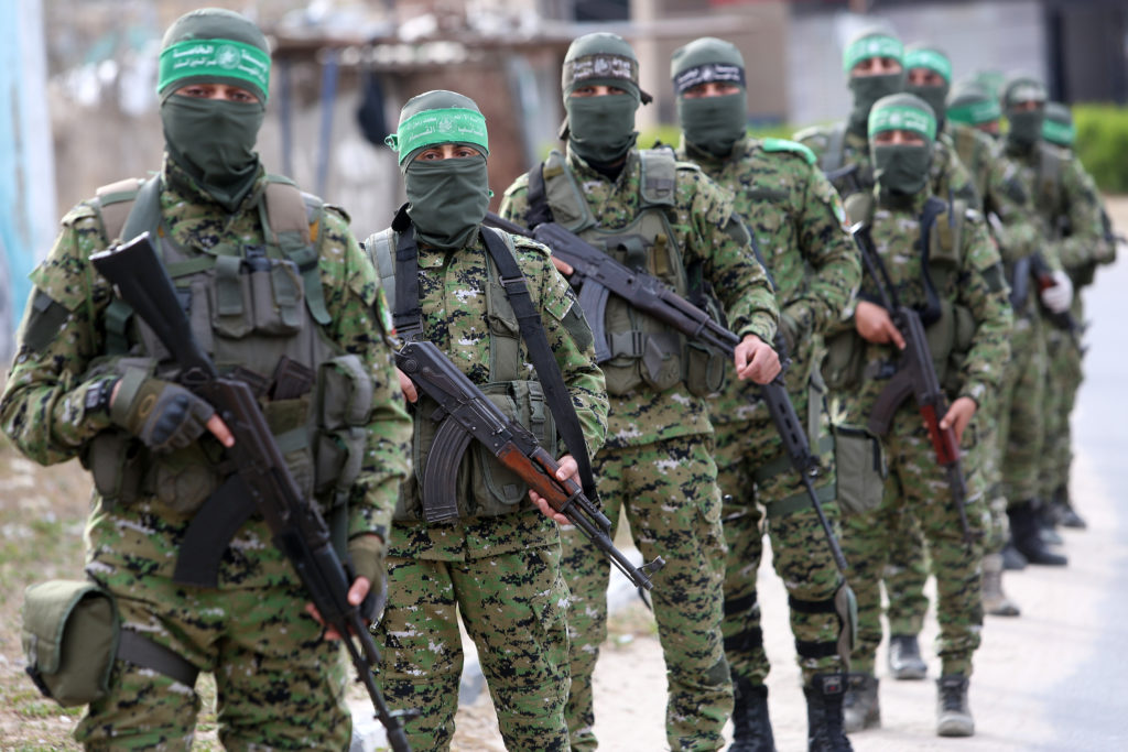 Fighters from Hamas' Qassam Brigades