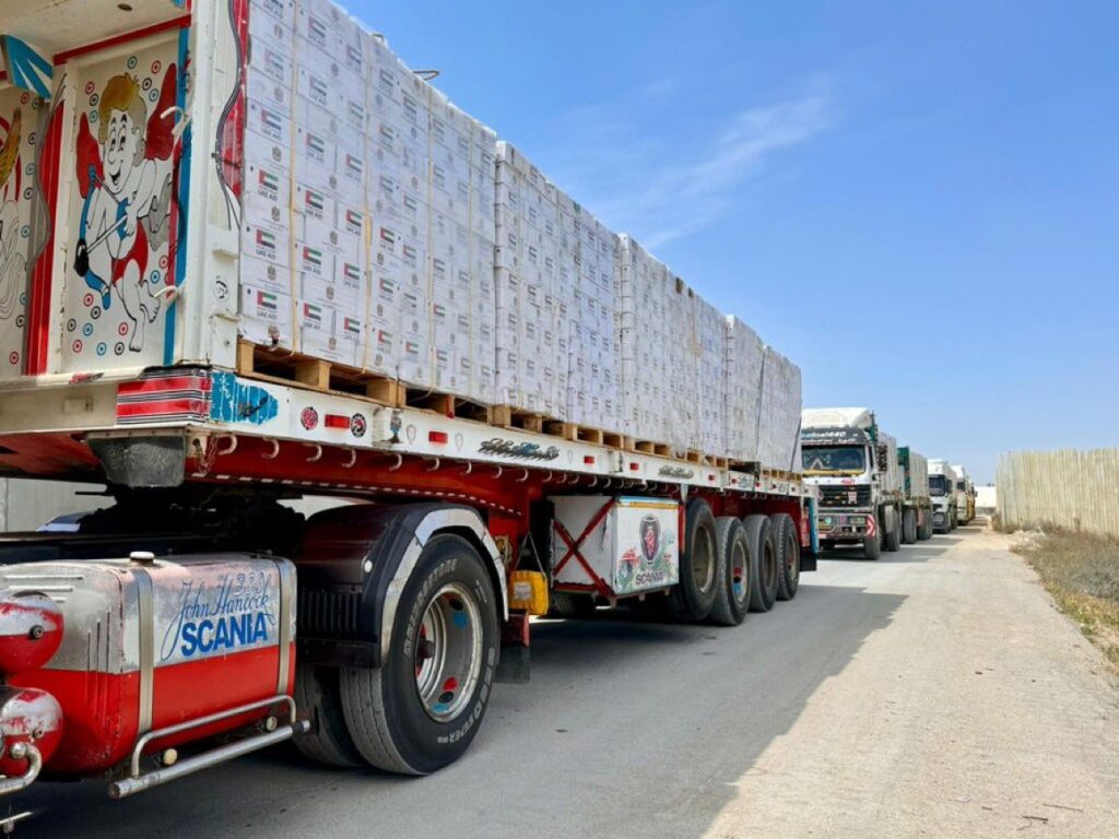 Aid trucks entering Gaza (Image: X/ COGAT)