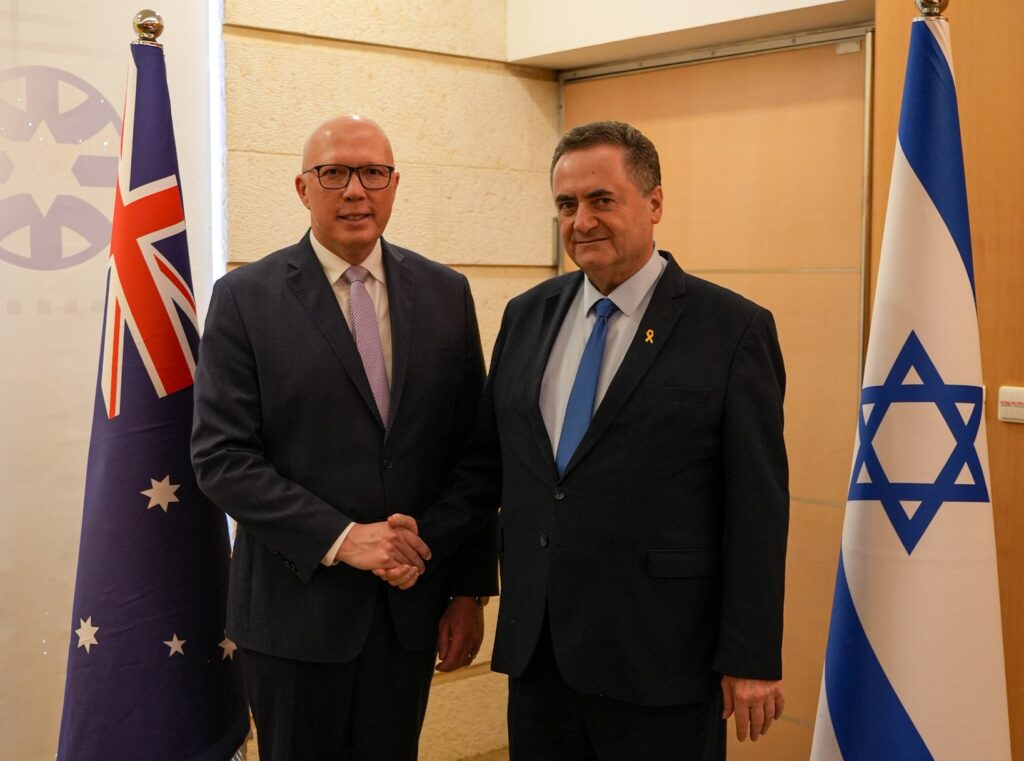 Peter Dutton at an earlier meeting with Israeli Foreign Minister Yisrael Katz (Image: Facebook/@PeterDuttonMP)