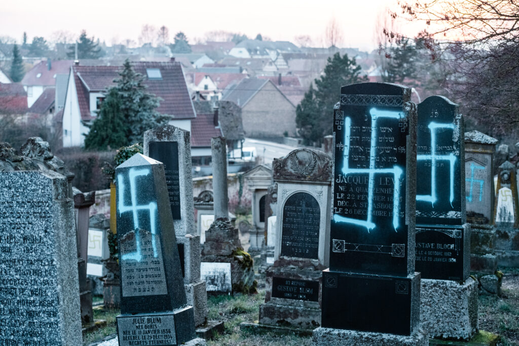 Vandalised Jewish graves in Quatzenheim, France
(Image: Shutterstock)