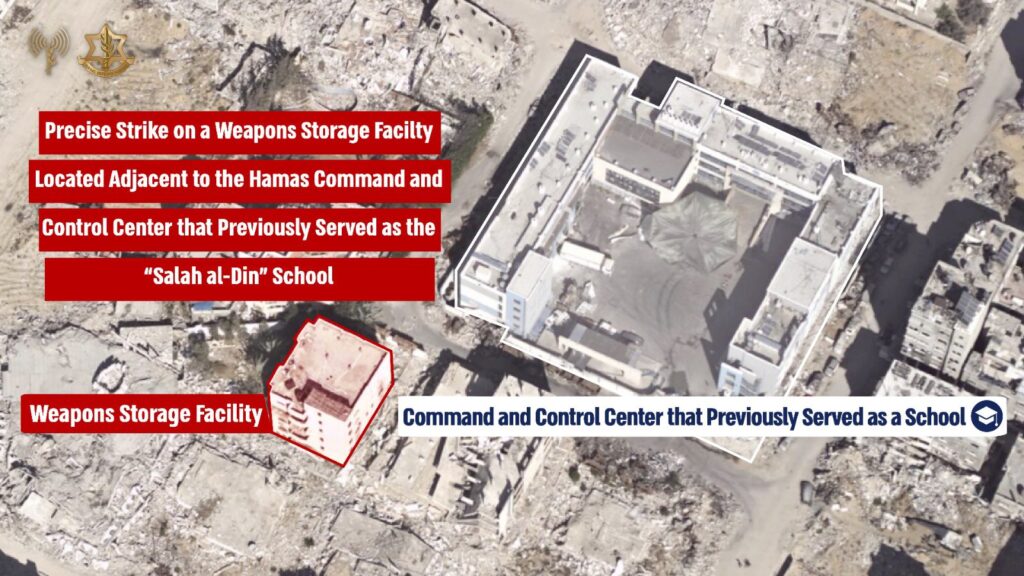 Graphic showing Hamas use of a school as a base – an increasingly common pattern in northern Gaza (Image: IDF)