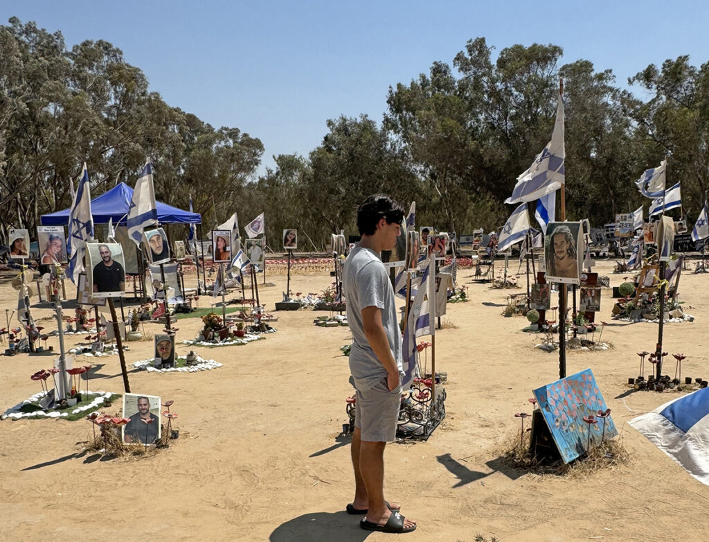 The author's son at the Nova Festival memorial site in Israel