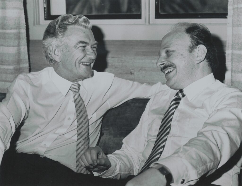 Mark Leibler with PM Bob Hawke in the 1980s