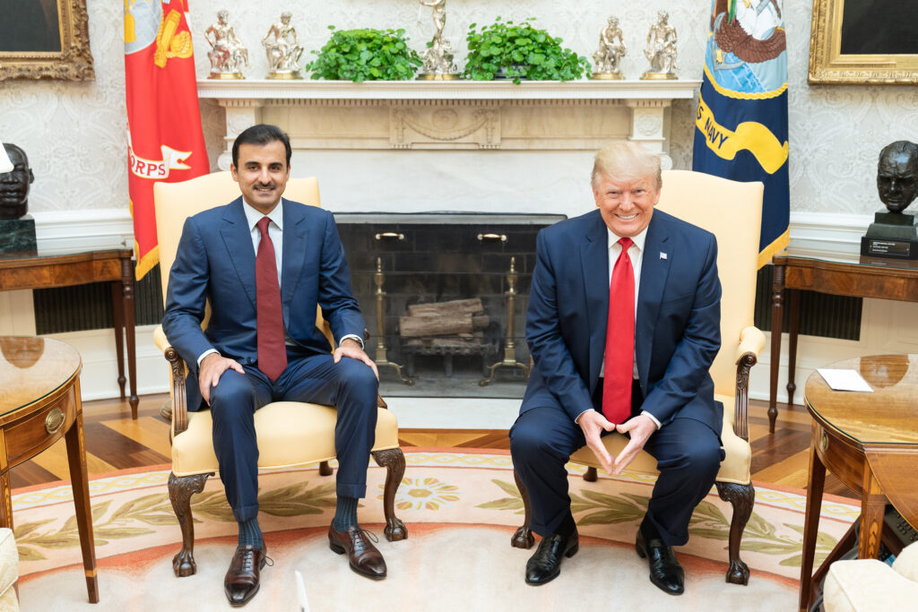 US President Trump with the Emir of Qatar, Tamin bin Hamad Al Thani, during his first term in 2019 (Image: Whitehouse.gov/ Flickr)