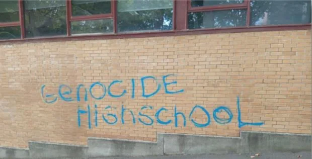 Graffiti on a former Jewish school in Auckland (Image: X)