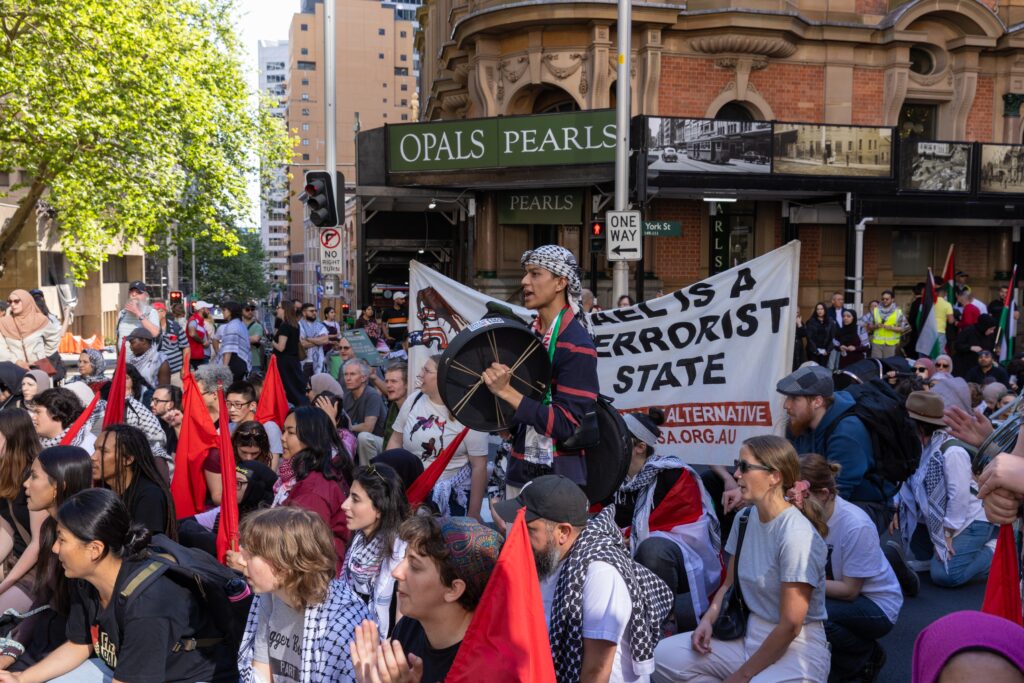 Protest on the streets of Sydney, 2024 (Image: Elias Bitar/ Shutterstock)