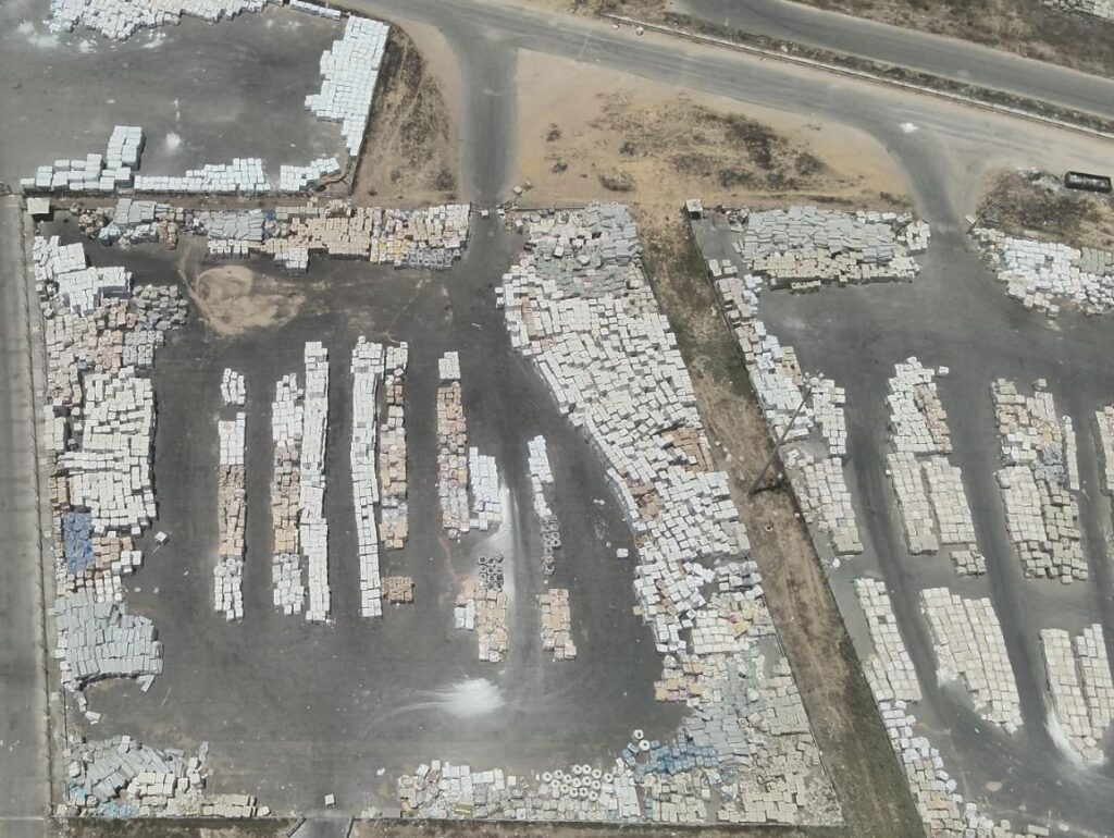 More than 1,000 truckloads of aid waiting to be picked up inside Gaza at the Kerem Shalom crossing on June 18, 2024 (Source: COGAT)