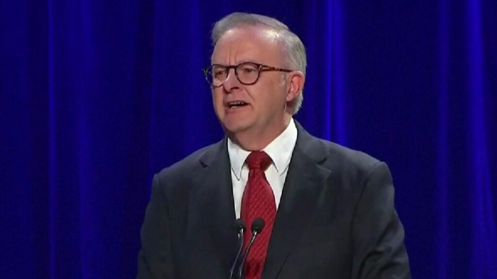 Victorious Australian  Prime Minister Anthony Albanese (Screenshot)