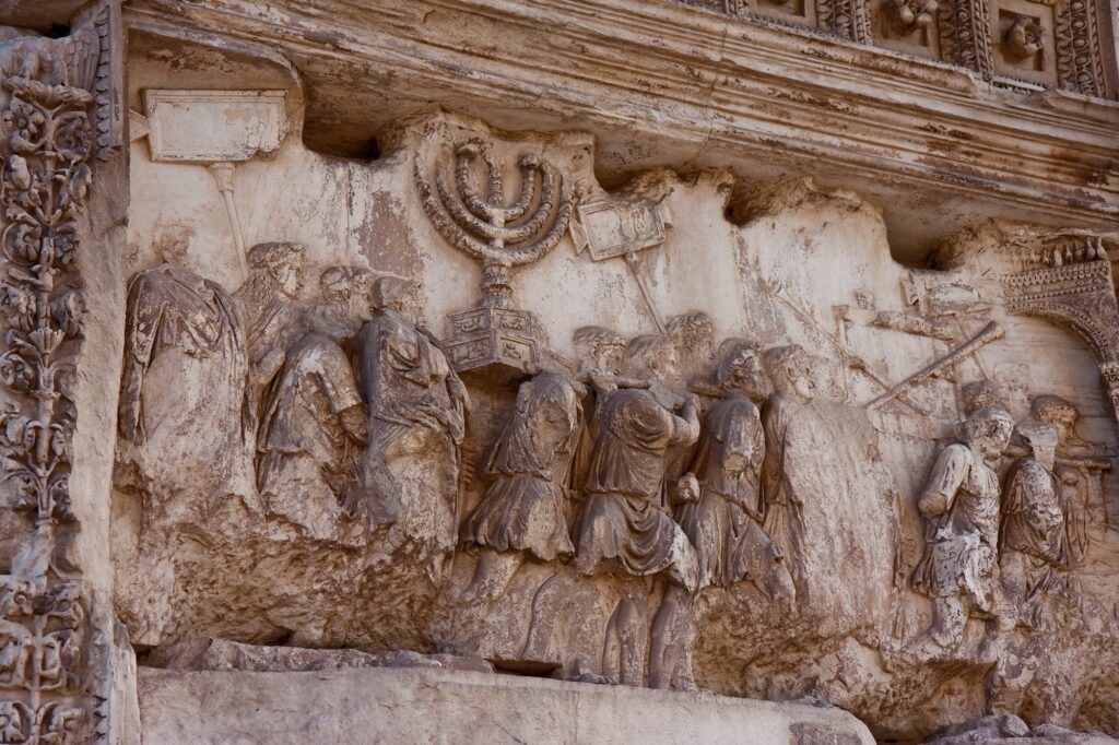 Fragment of the Arch of Titus in Rome, commemorating the Destruction (Image: Shutterstock)