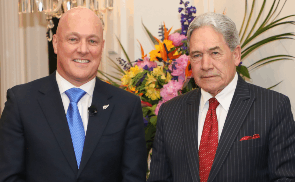 NZ Prime Minister Christopher Luxon (left) with Winston Peters (Image: Wikimedia Commons)