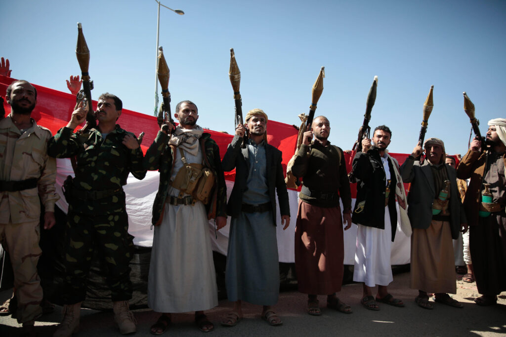Houthi rebel fighters in Sana’a, Yemen (Image: Alamy Live News)