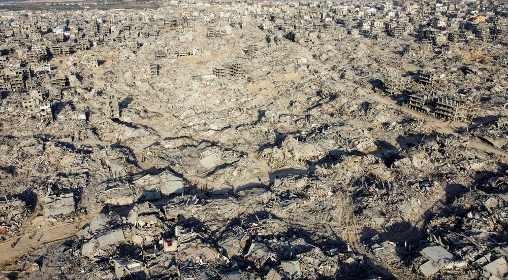 Drone footage reveals the widespread devastation in Gaza (Image: tayifmukta/Shutterstock)