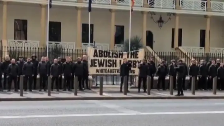 Neo-Nazis outside NSW Parliament (Screenshot/ X)