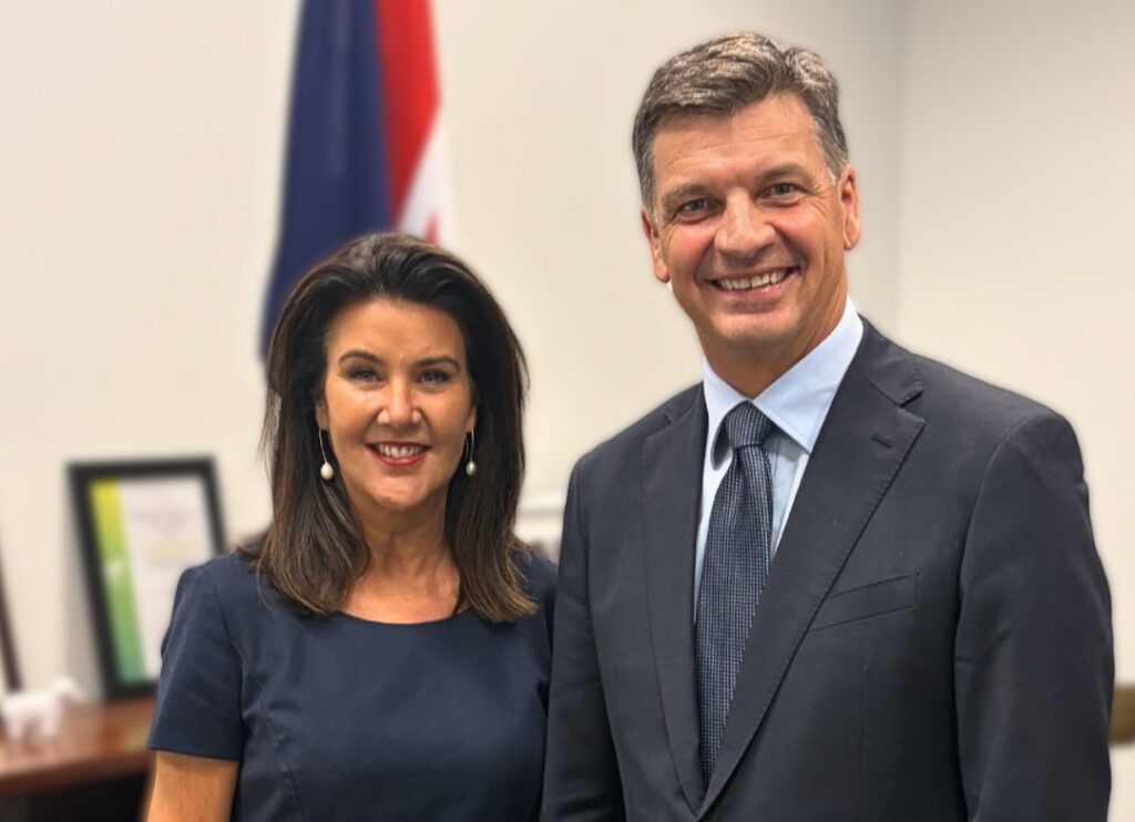 New Opposition leader Angus Taylor with Deputy leader Senator Jane Hume (Image: @AngusTaylorMP/ X)