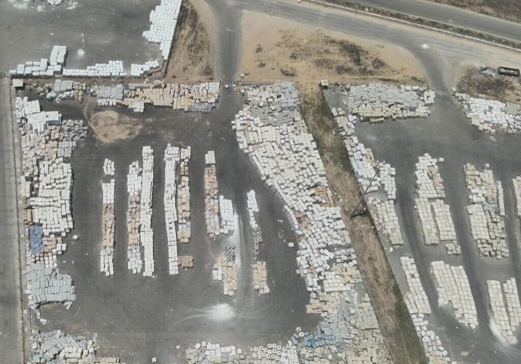 More than 1,000 truckloads of aid waiting to be picked up inside Gaza at the Kerem Shalom crossing on June 18, 2024 (Source: COGAT)