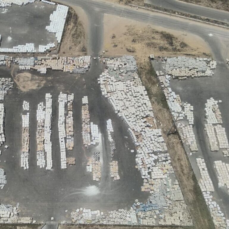 More than 1,000 truckloads of aid waiting to be picked up inside Gaza at the Kerem Shalom crossing on June 18, 2024 (Source: COGAT)