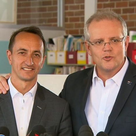 Liberal candidate for Wentworth Dave Sharma and PM Scott Morrison