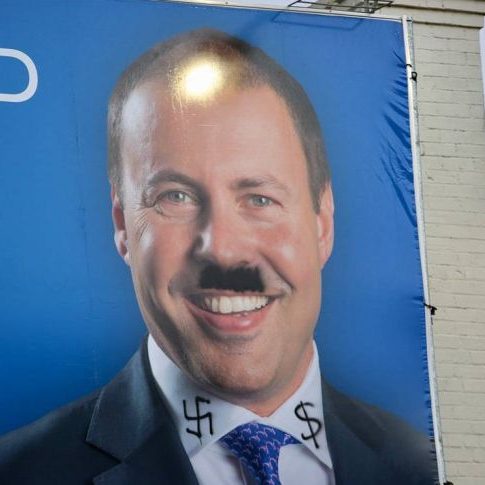 Among the candidates to have their election posters defaced with antisemitic symbols was Treasurer Josh Frydenberg.