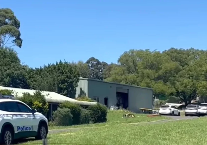 Police at Dural, following the discovery of the infamous caravan (Image: X/ screenshot)