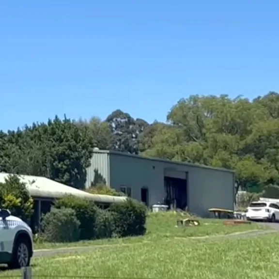 Police at Dural, following the discovery of the infamous caravan (Image: X/ screenshot)