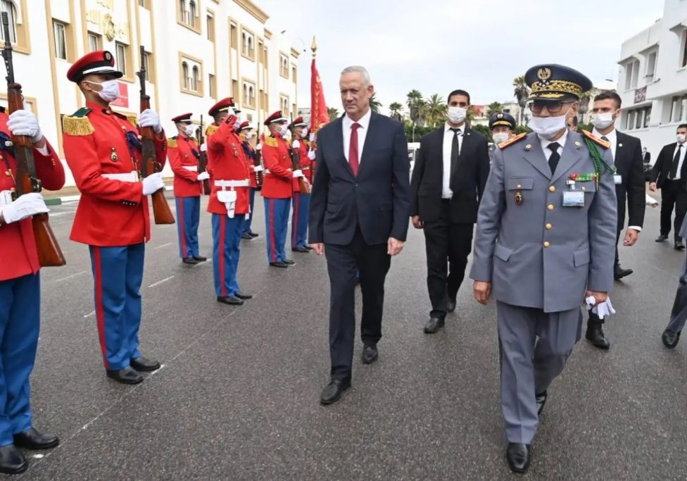 Israeli Defence Minister Benny Gantz arrives for a meeting with his Moroccan counterpart in Rabat (Credit: Ariel Hermoni/ Israel Defense Ministry)