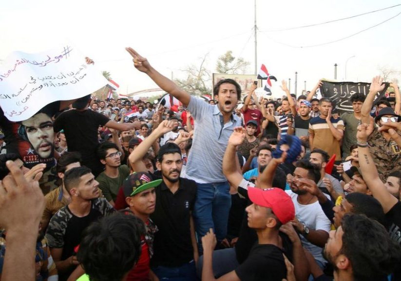 Anti-Iranian demonstrators in the southern Iraqi city of Basra