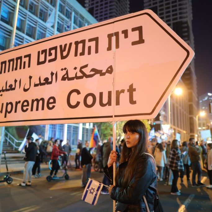 A statement made by Israel’s Justice Minister Yariv Levin declaring his intention to reform and limit the power of the Israeli Supreme Court led thousands of people to demonstrate against the new Netanyahu Government in Tel Aviv on January 21, 2023. (Image: AAP/ Abir Sultan)