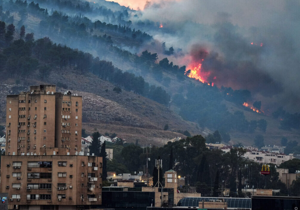 Smoke and fire cover the area near Kiryat Shmona, Israel, close to its border with Lebanon, on June 3, 2024, following rocket attacks from Lebanon (Image: Reuters/Ayal Margolin)