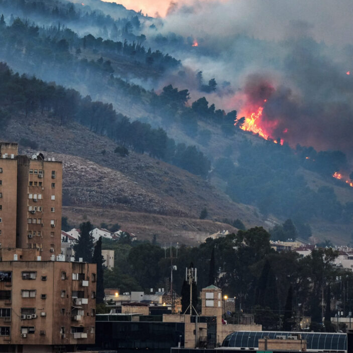Smoke and fire cover the area near Kiryat Shmona, Israel, close to its border with Lebanon, on June 3, 2024, following rocket attacks from Lebanon (Image: Reuters/Ayal Margolin)