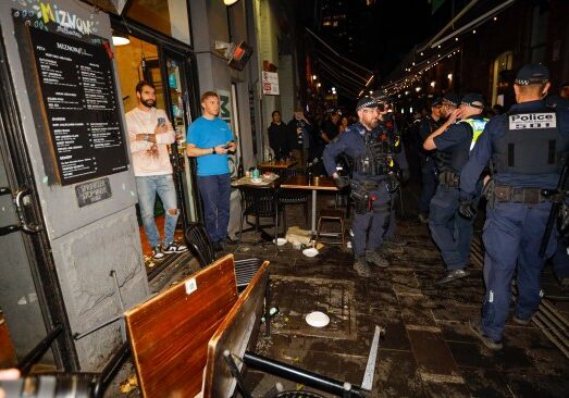 The aftermath of a violent harassment of diners at an Israeli restaurant in Melbourne (Image: X)